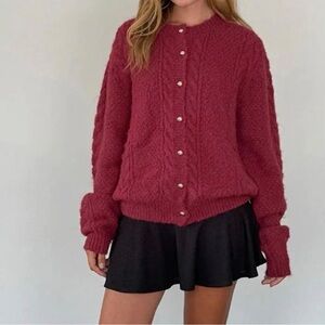 Motel Cable Knit Button-Up Cardigan